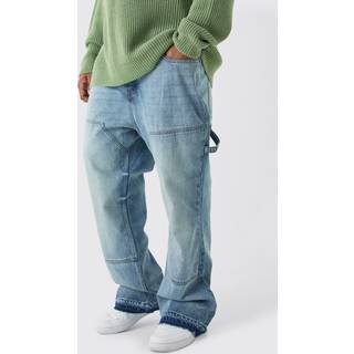 Mens Antique Blue Plus Slim Rigid Flare Carpenter Jeans