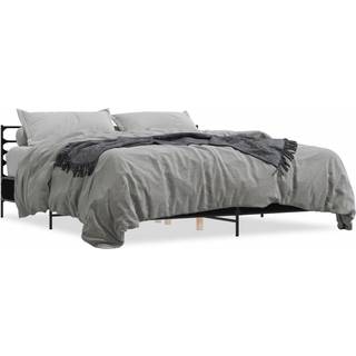 Sengeramme Konstrueret Træ Og Metal Etræsfarve - Sort / 200 x 200 cm