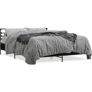 Sengeramme Konstrueret Træ Og Metal Etræsfarve - Sort / 160 x 200 cm