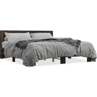 Sengeramme Konstrueret Træ Og Metal Etræsfarve - Brun eg / 200 x 200 cm