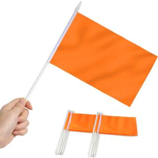 ANLEY ORANGE MINI FLAG 12 PACK - Håndholdt små miniature solide orange tomme flag på pind - Fade Resistant & Vivid Colours - 5x8 tommer med solid
