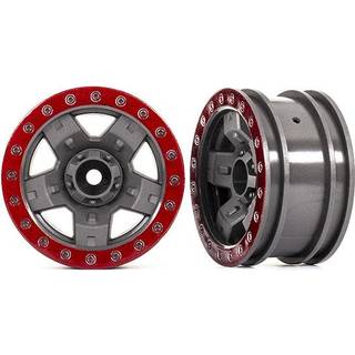 Traxxas - TRX8180-RED - Wheels, TRX-4® Sport 2.2 (gray, red beadlock style) (2)
