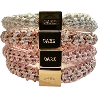 Dark Fat Hair Ties 4 Pk Combo Rose Quartz Mix W/Gold