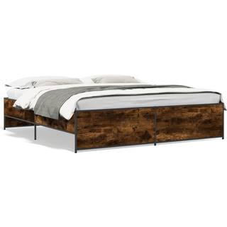 Sengestel Konstrueret Træ Og Metal - Røget eg / 200 x 200 cm