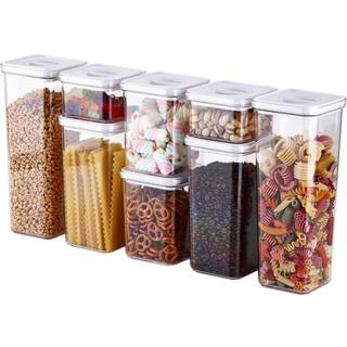 Neoflam Smart Seal 8pc Patent Airtight Kitchen Pantry Canister/Organizer Clear Plastic Container & Simple Twist L?g 100% L?kage Bevis opvaskemask
