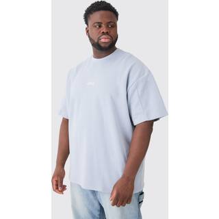 Mens Blue Plus Oversized Silicone Print Panelled T-shirt