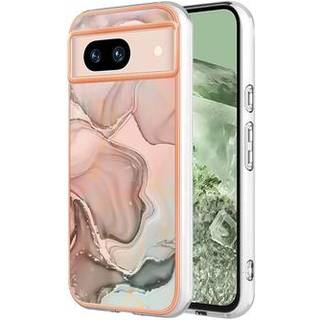Google Pixel 8a Marmormønster Galvaniseret IMD TPU Cover - Pink
