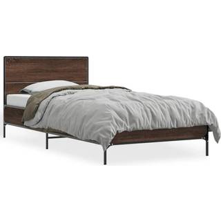 Sengeramme Konstrueret Træ Og Metal - Brun eg / 100 x 200 cm