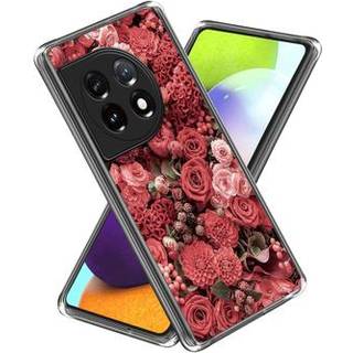OnePlus 12R/Ace 3 Stilfuld Ultra-Slim TPU Cover - Røde Blomster
