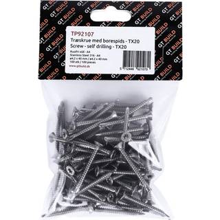 GTBUILD træskrue med borespids, TX20, rustfri A4, 4,2 x 40 mm - 100 stk.