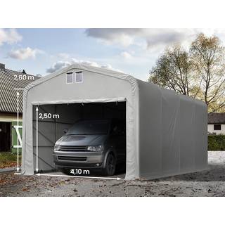 5x8m, Garagetelt, PVC-teltdug, grå, med statikpakke (blød undergrund) - (99402)