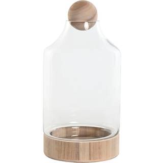 Vase Home ESPRIT Gennemsigtig Natur Træ Krystal 21 x 21 x 42 cm