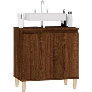 underskab til håndvask 58x33x60 cm konstrueret træ brunt eg