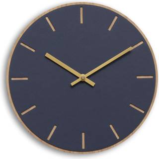Hemverk - Vægur - Lys Eg/Smokey blue - Guld visere - Ø28 cm
