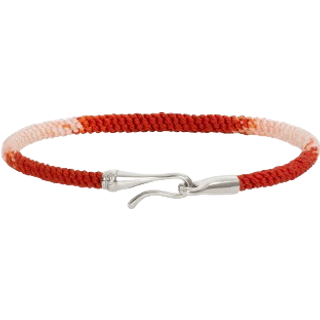 OLE LYNGGAARD COPENHAGEN Life armbånd i rød nylon med sølv krog - 16 cm