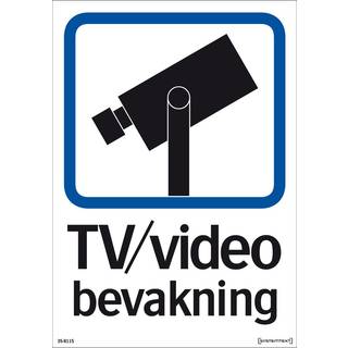 Selvklæbende skilt TV/videoovervågning, 210x148 mm