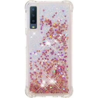 Samsung Galaxy A7 (2018) glitter pulver stødsikkert etui - Rødguld
