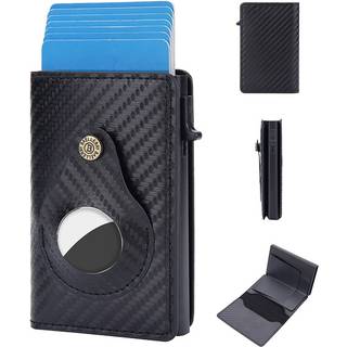BAELLERY Carbon Fiber PU læderpung AirTag - Sort