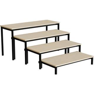 Bænk Idol, trappe 800, beige linoleum, sort stel, 4 sektioner