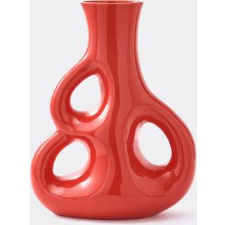 POLSPOTTEN Vases - 'Three Ears' vase, large, coral red in CORAL Ceramic