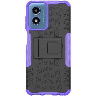 EIDERWOOD Motorola Moto G Play (2024) Hybrid Håndværker Bagside Cover m. Kickstand - Sort / Lilla