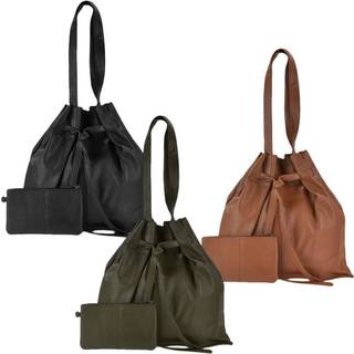 Beuteltasche Leder 37x32cm "Eva" schwarz | Greenburry NR-2M-20