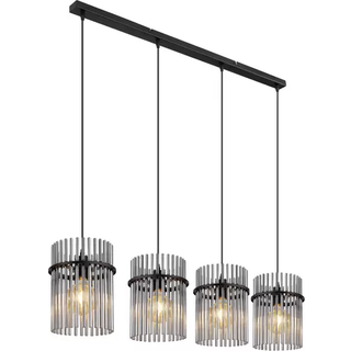 Gorley pendel, længde 110 cm, røggrå, 4-lys, glas