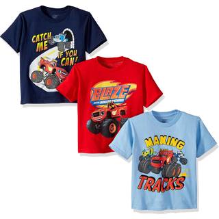 Nickelodeon Little Boys 'Toddler Blaze og Monster Machines 3 Pack T-Shirt Bundle Red/Royal/Sky Blue 5T