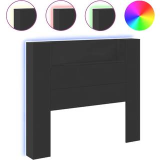 sengegavl med opbevaring og LED-lys 120x16,5x103,5 cm sort