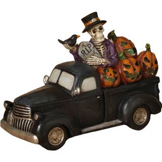 Leuchtender Halloween Pick Up mit Skelett 24cm