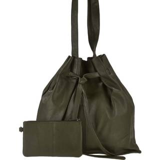Beuteltasche Leder 37x32cm "Eva" oliv | Greenburry NR-2M-30