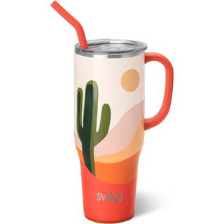 Swig Life 40oz mega krus 40 oz tumbler med h?ndtag og str? ekstra store isolerede tumblere cupholder venlige rejsekrus (Boho -?rken)