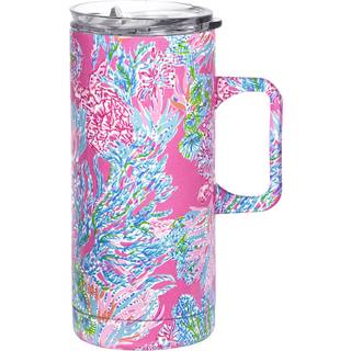 Lilly Pulitzer 16 oz rejse krus med h?ndtag og l?g rustfrit st?l isoleret kaffe tumbler dobbelt v?g metal cup seing ting ting