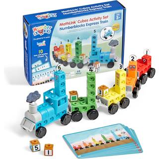 Numberblocks Express Train MathLink Cubes Aktivitetsæt - Førskole-matematikleg til at tælle til 5 med visuelle kort
