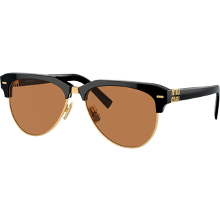 Miu Miu Kvinde MU 09ZS 1AB2Z1 Solbriller Acetat Sort Brun Pilot Normal