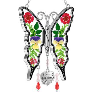 Ky & Bosam Butterfly Suncatcher Mors dag gave Jeg elsker dig mor farvet glas solfangere h?ngende ornament til vindue vindklokke gaver til mors da