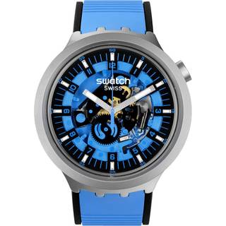 Swatch Big Bold Irony Blue Rubber Strap Blue Dial Quartz Unisex Watch SB07S106