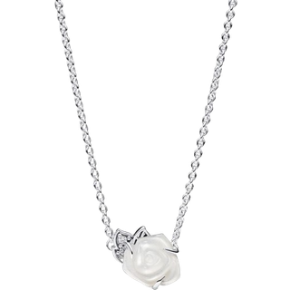 Pandora 393206C01-45 Damen-Halskette Silber Weiße Blühende Rose