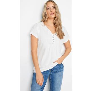 Lts Tall Ivory White Cotton Henley Tshirt 22-24 Lts | Tall Women's T-Shirts
