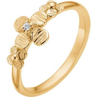Lund Copenhagen ring i 8kt guld med blomst og zirkon - Str. 56