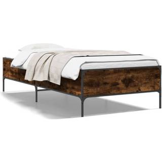 Sengestel 120X190Cm Konstrueret Træ Og Metal Etræsfarve Røget Eg - 44 cm / 100 x 200 cm
