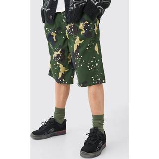 Mens Khaki Comfort Waist Belted Camo Jorts