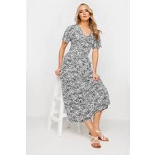 Lts Tall Women's White Abstract Spot Print Pocket Detail Midi Dress Size 18