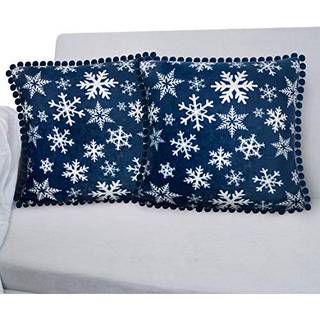 Pavilia Snowflake Blue Throw Pillow Covers With Pom Pom 20x20 Sæt med 2 juledekorative pudebetræk til soveværelsesferie Små puder, der