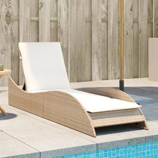 Liggestol Med Hynde Polyrattan - beige og cremefarvet / 114 x 205 x 73 cm
