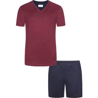 Novila Herren Pyjama rot Jersey-Baumwolle unifarben