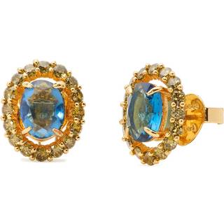 Kate Spade New York Gold Green Blue Horizontal Oval Halo Stud - Gold