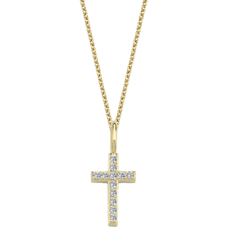 Bogstav vedhæng i 14 kt guld med kors i alt 0,06 - 0,115ct - 9,5 mm