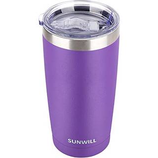 Sunwill 20oz tumbler med låg rustfrit stål vakuum isoleret dobbelt væg rejse tumbler holdbar isoleret kaffekrus pulver coated lilla termisk kop m