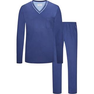 Novila Herren Pyjama blau Jersey-Baumwolle unifarben